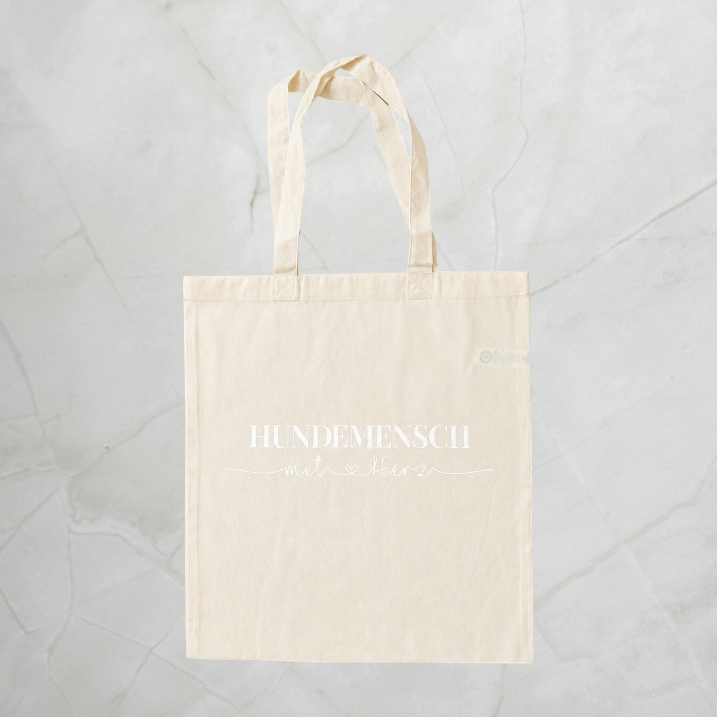 Baumwolltasche Hundemensch mit Herz