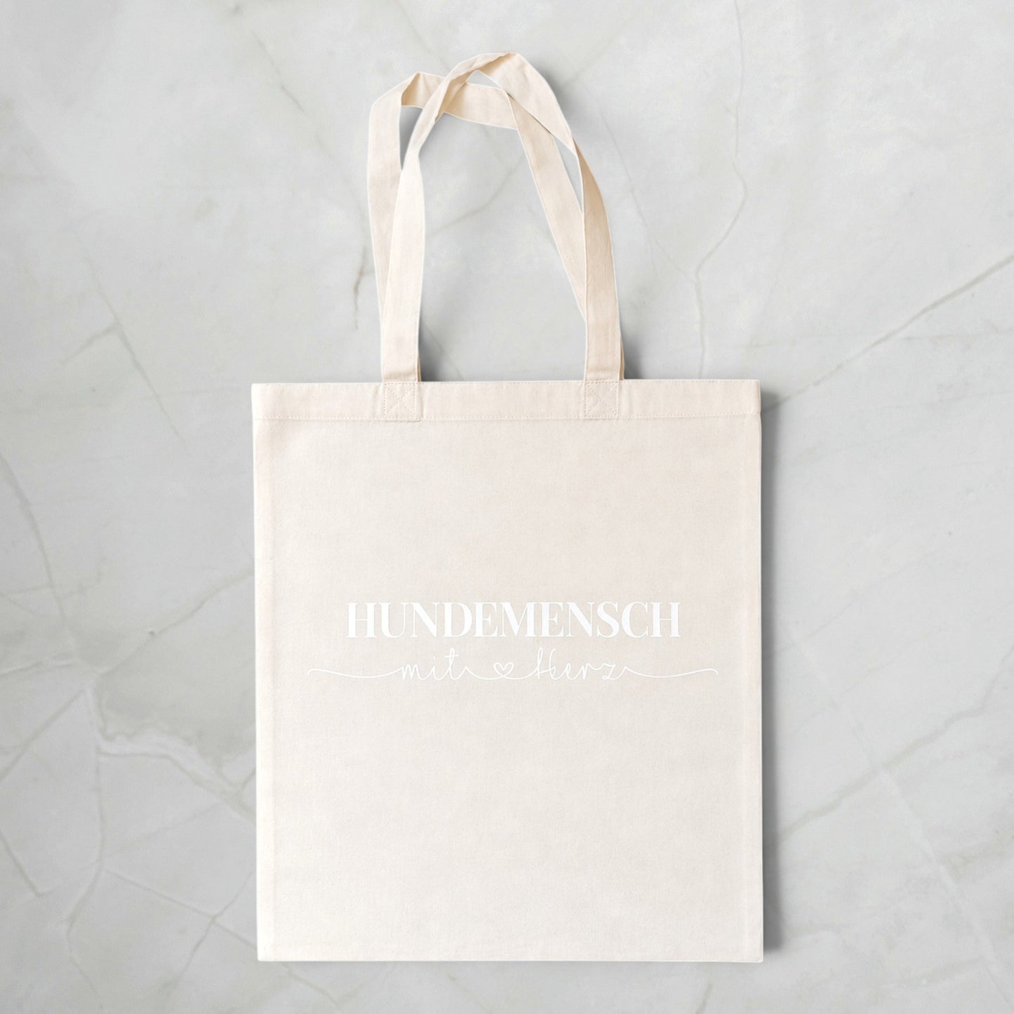 Baumwolltasche Hundemensch mit Herz