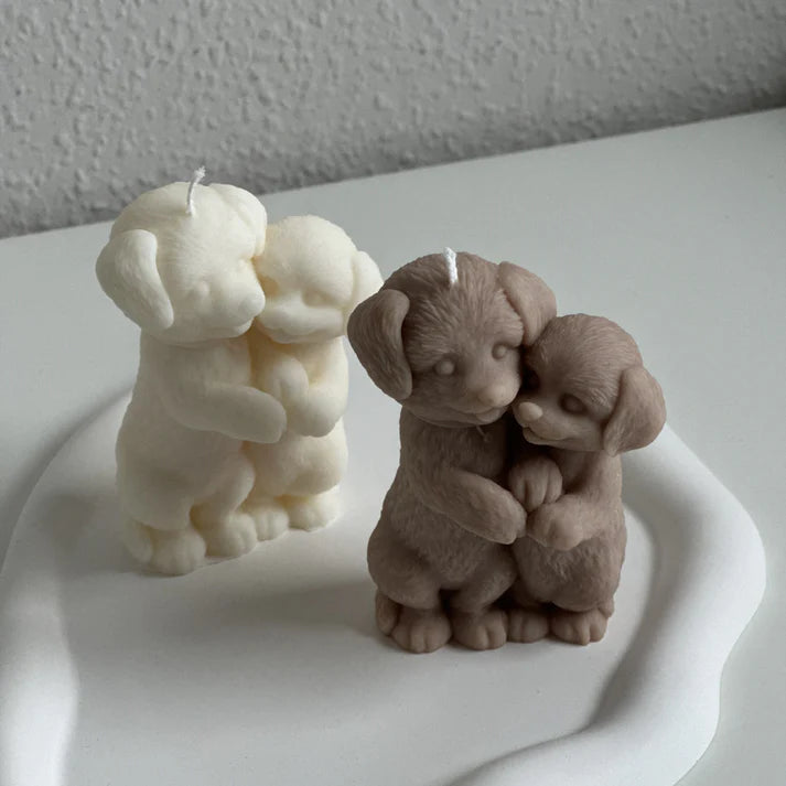 Umarmende Hunde Kerze