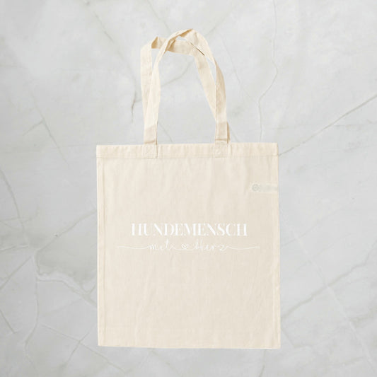 Baumwolltasche Hundemensch mit Herz